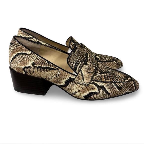 Vince Camuto Women's Size 7M Pointed Toe Loafers Snake Print Block Heel Slip-On - Picture 1 of 7